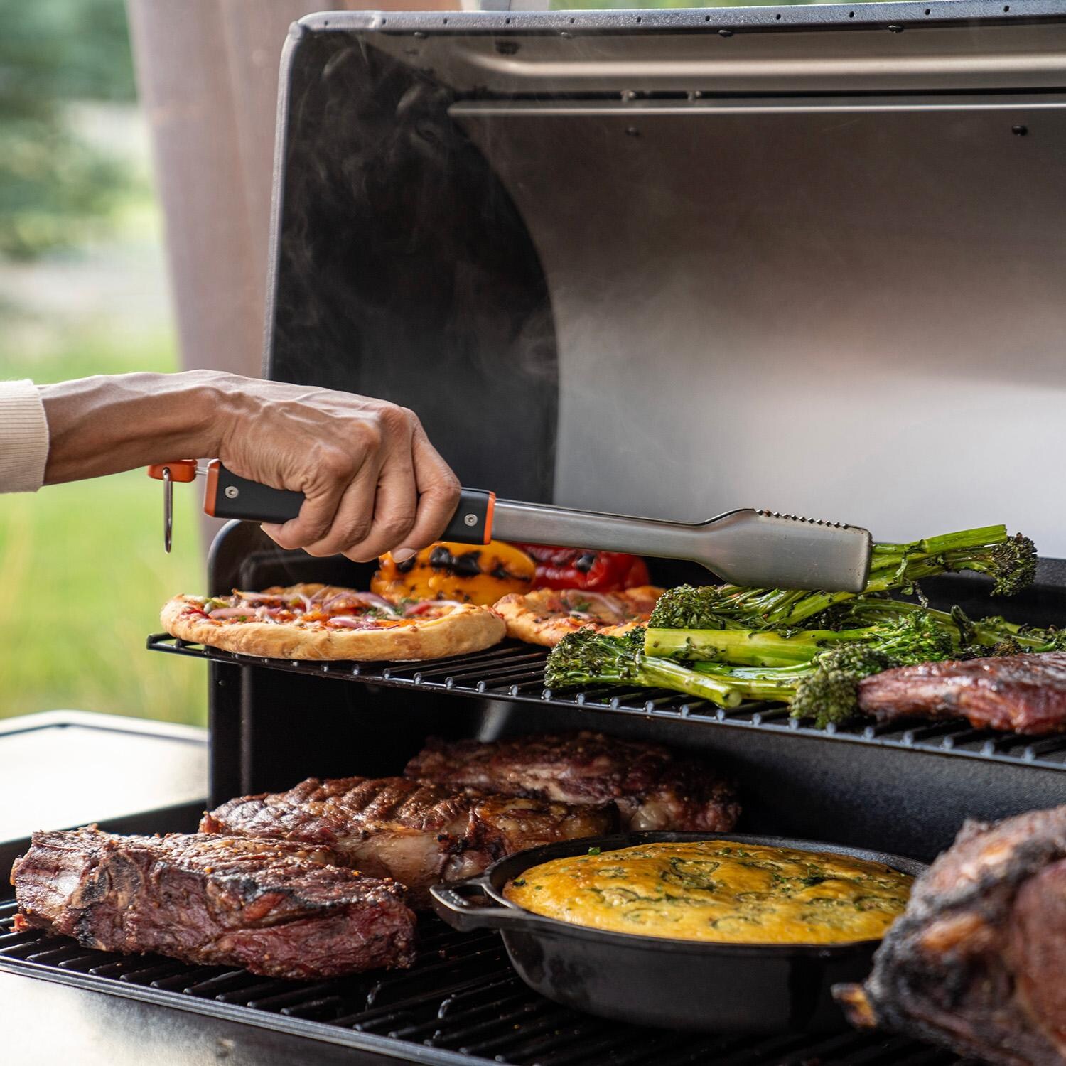 Traeger BAC790 BBQ Tongs - Cooking Angle - Lifestyle thumbnail