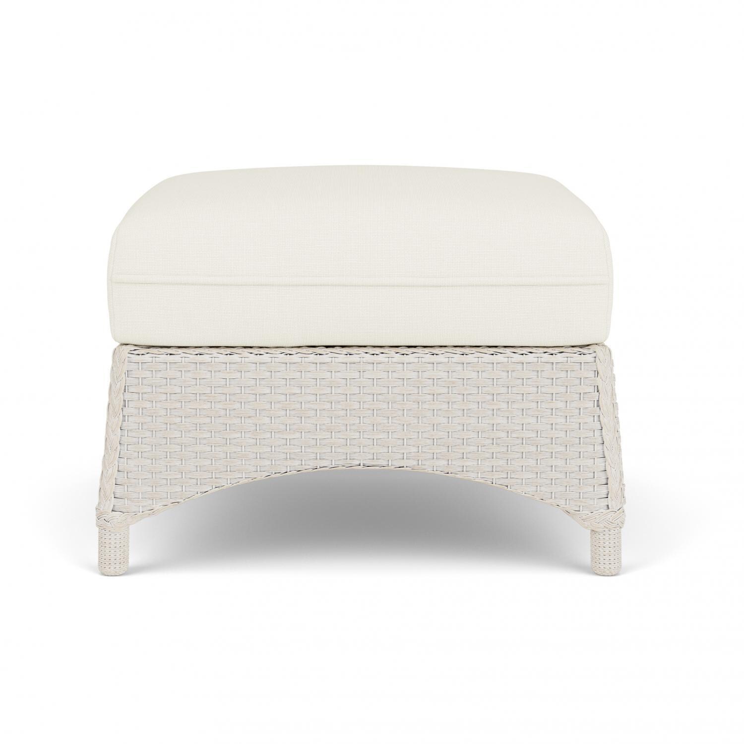 Lloyd Flanders Mandalay Ottoman in Antique White Finish with Sailcloth Salt Fabric thumbnail