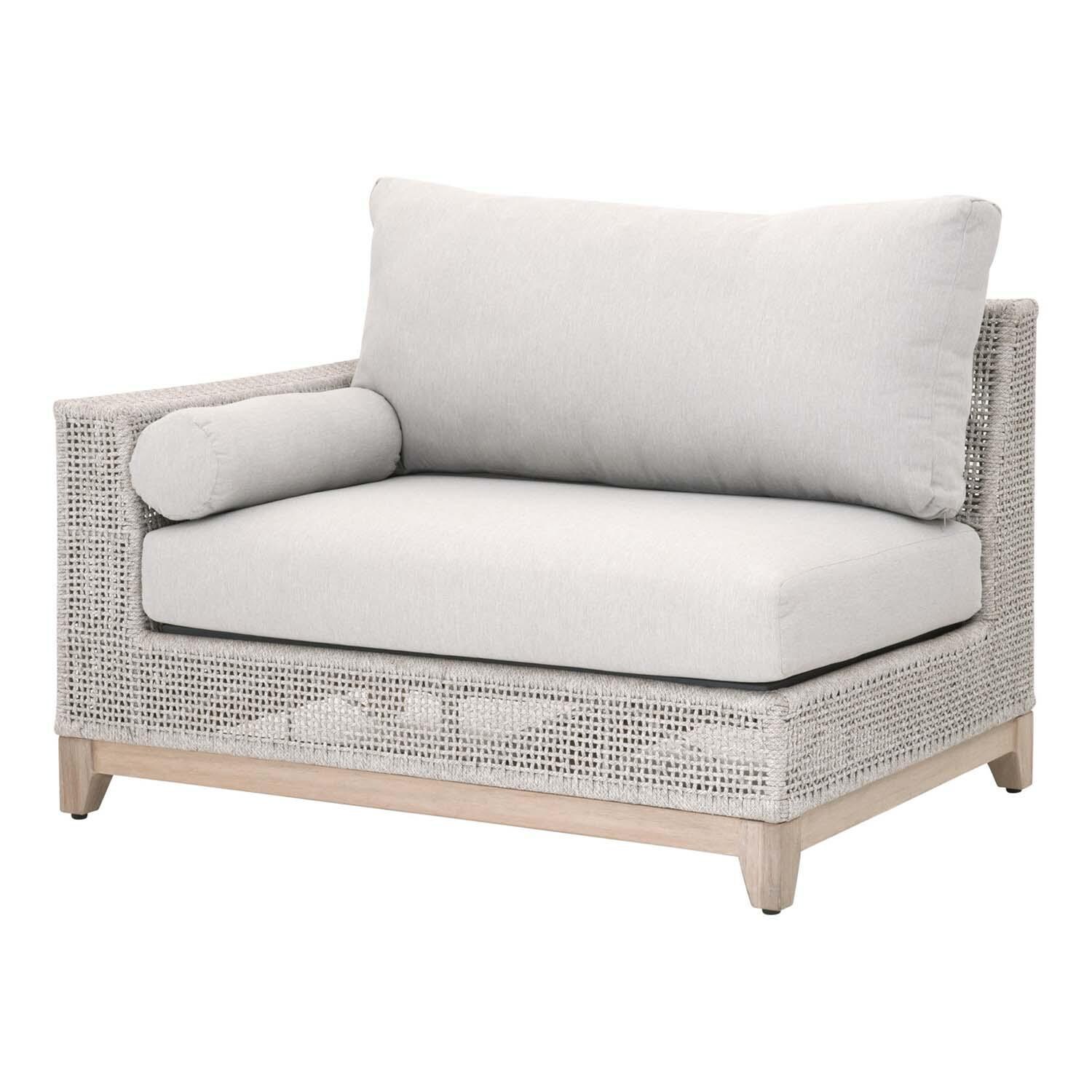 Lakeview Ranch Pointe Woven Rope Left Modular Sofa in Taupe & White - Angled View thumbnail