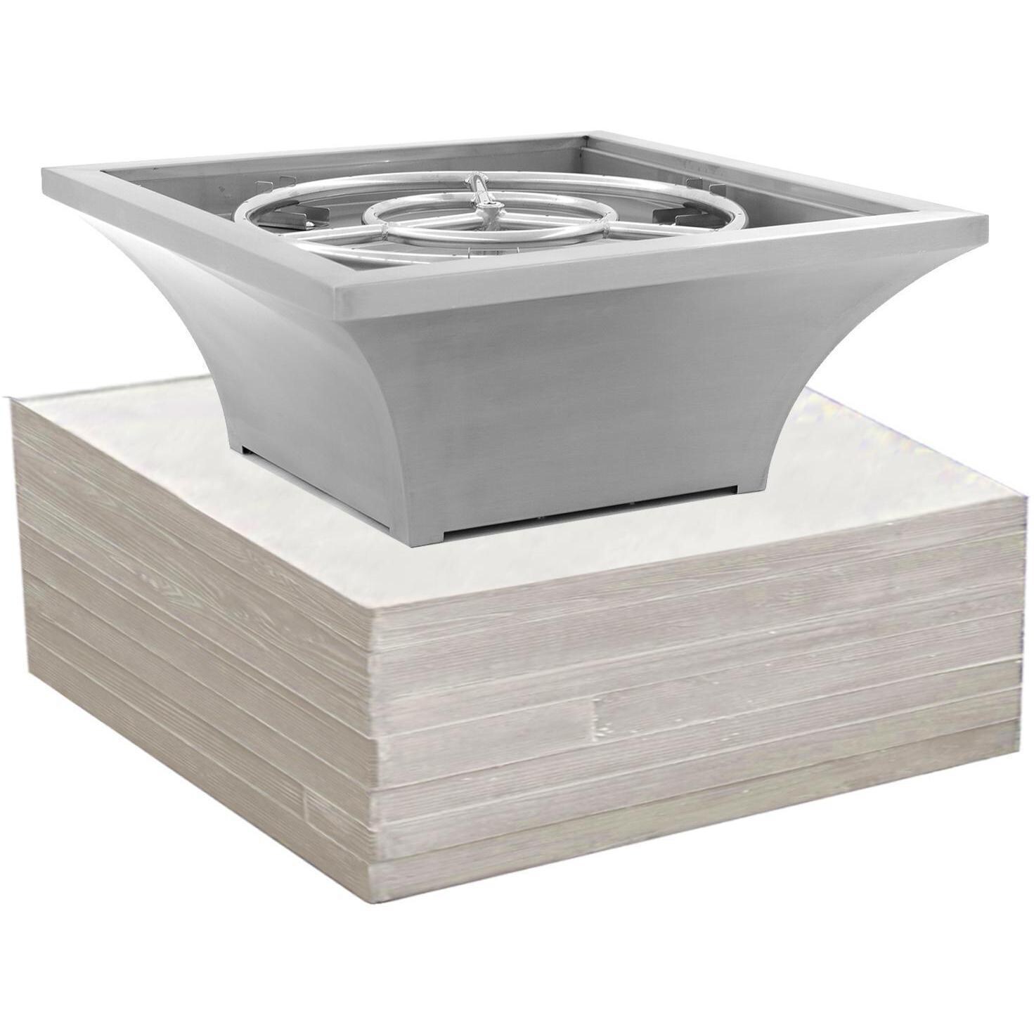 BBQGuys Signature Series Lavelle 24-Inch Square High-Rise Natural Gas Fire Bowl - Stainless Steel - On Column (Not Included) thumbnail