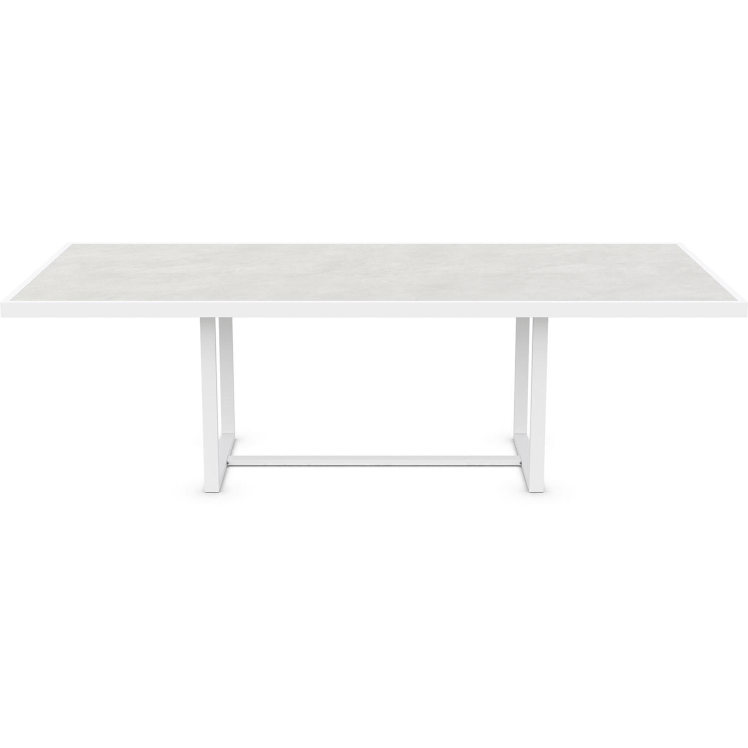 Azzurro Living Pavia 96 Inch White Aluminum Dining Table W/ Helena Dekton Top - Front - White Background thumbnail