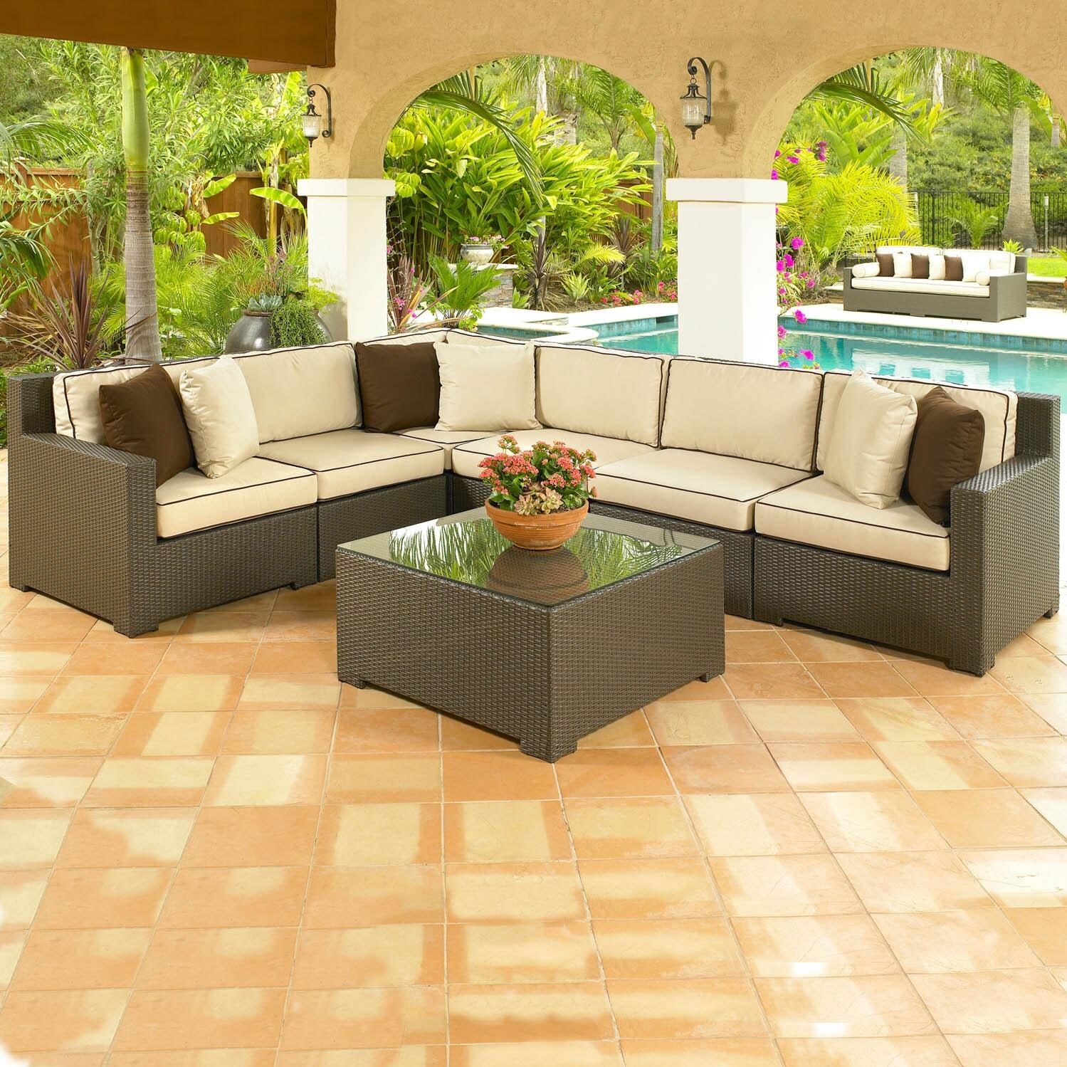 North Cape Melrose Wicker Patio Sectional Set Seats 7 Ultimate North Cape Melrose Wicker Patio Sectional Set Seats 7