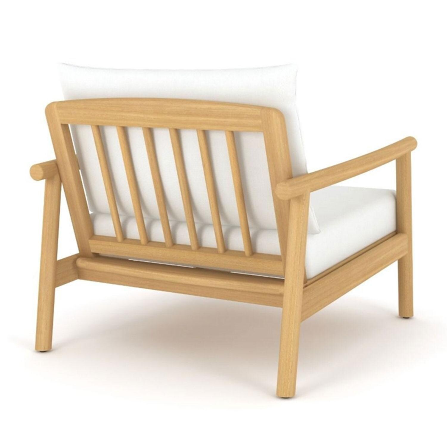 Seville Club Chair w/ White Cushions by Royal Teak Collection - Rear View - White Background thumbnail