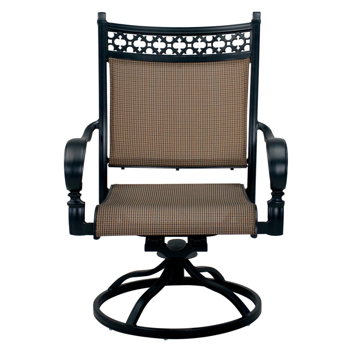 Darlee 201610-9PC-30SL Mountain View Cast Aluminum Swivel Rocker Dining Chair W/ Irish Mix Sling thumbnail