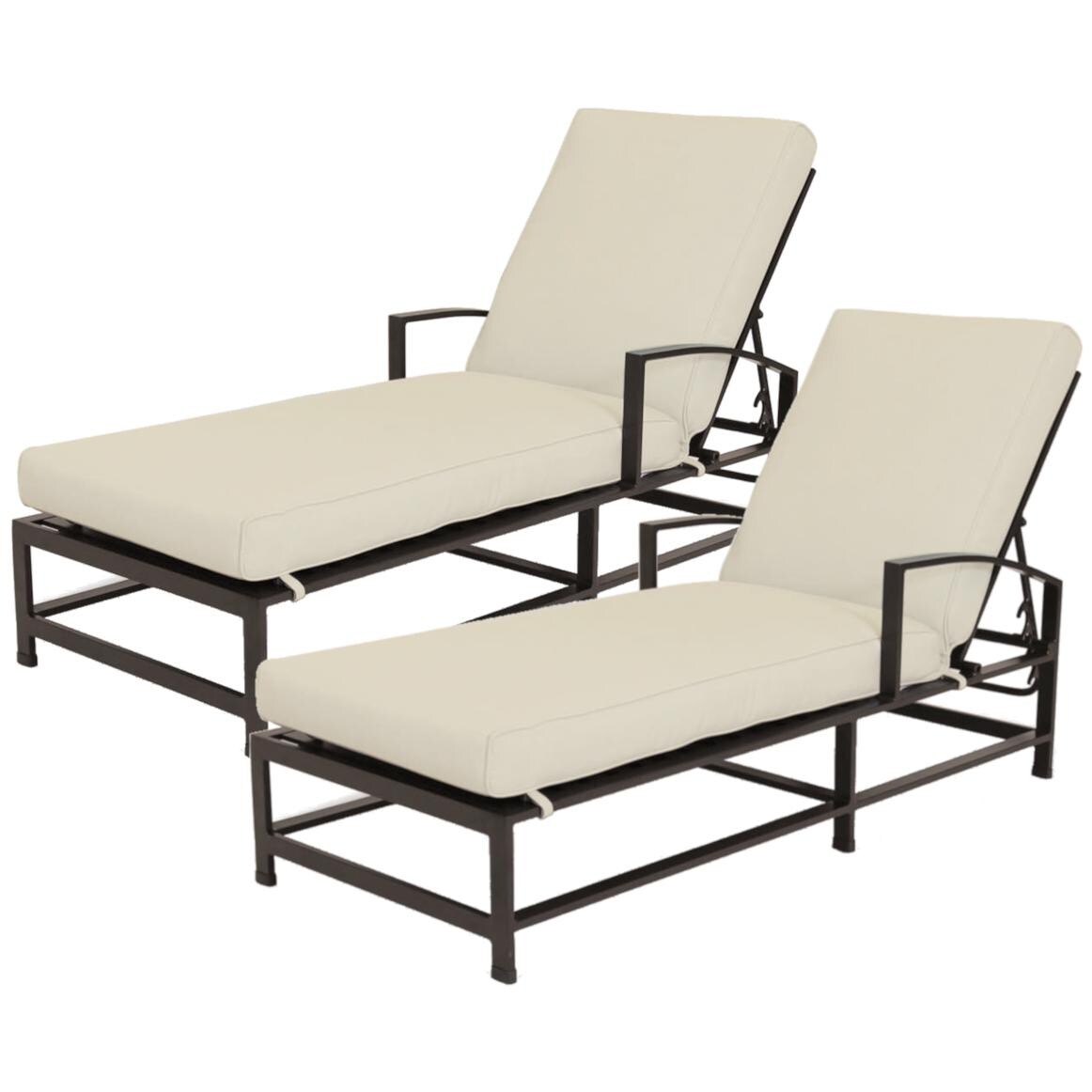 La Jolla 2 Pc Aluminum Chaise Lounge Set in Espresso/Canvas Flax by Sunset West