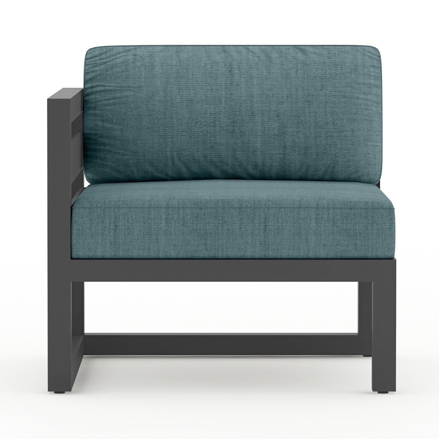 Lakeview MSTYCV-SL-SET212-CL Misty Cove 7 Pc Aluminum Sectional Set in Slate w/Chat Table & Cast Lagoon Cushions by Lakeview Outdoor Designs - Left Section without Cushion - White Background thumbnail