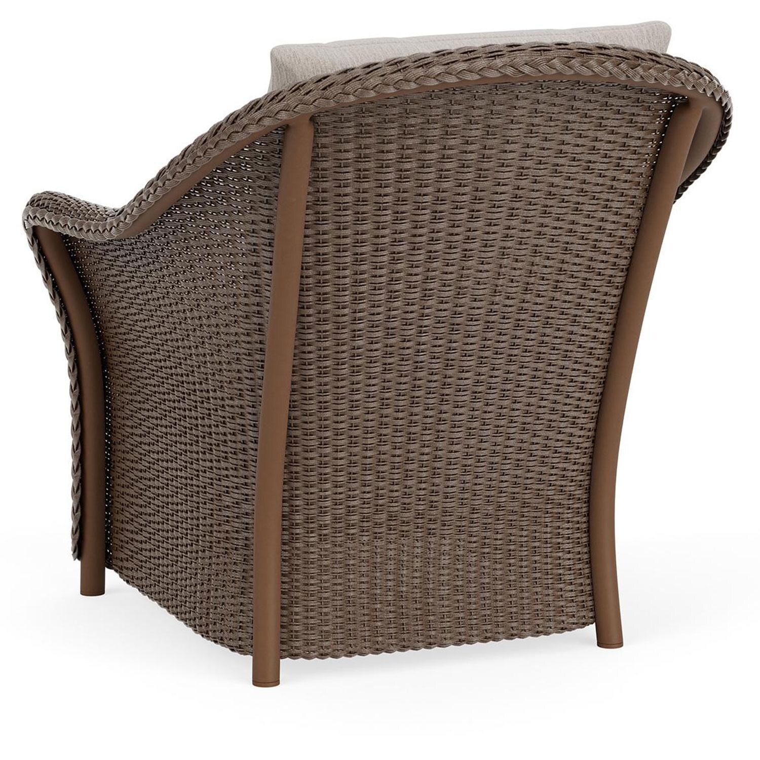 Lloyd Flanders Weekend Retreat Lounge Chair in Bark Finish W/ Remy Cloud Fabric - Back Left thumbnail