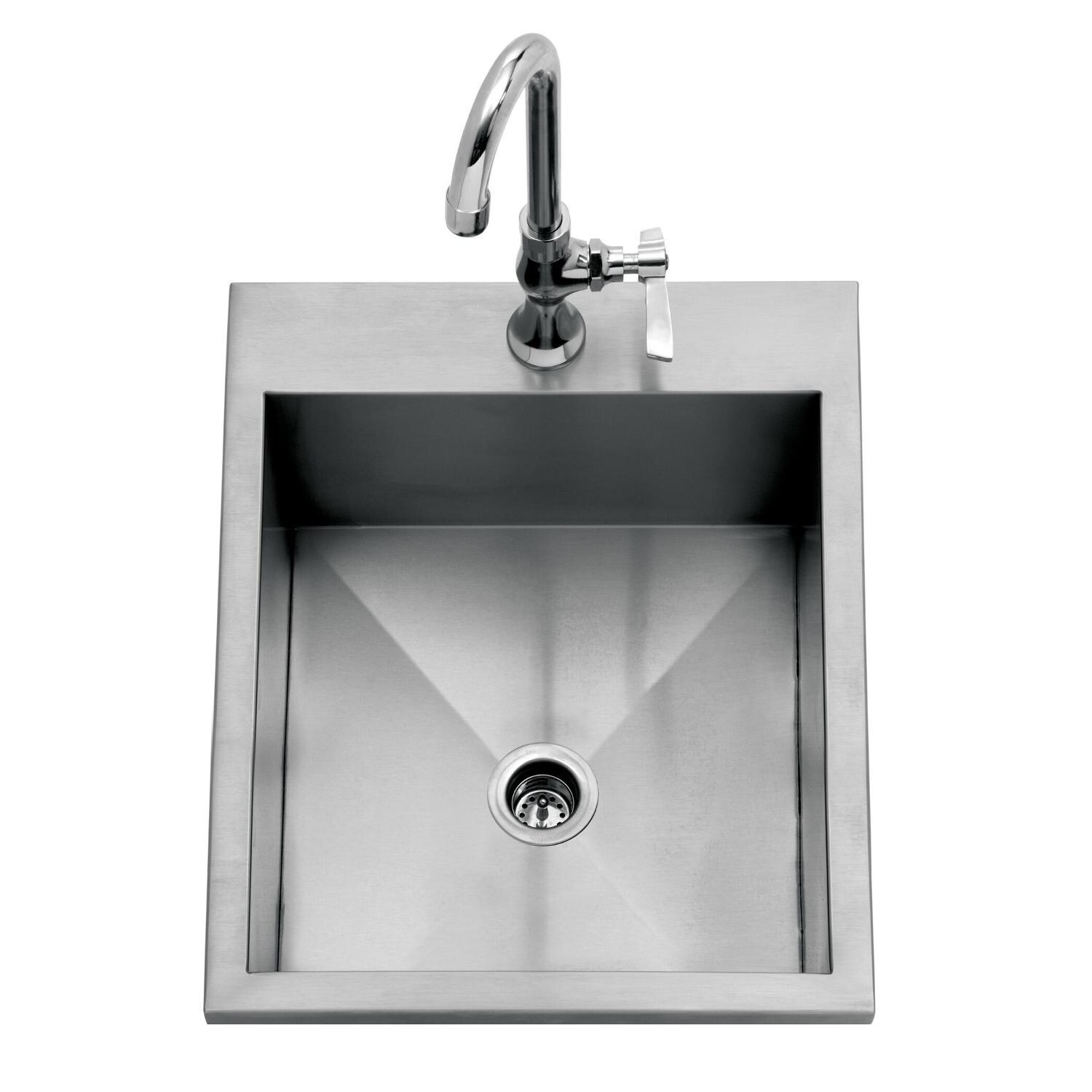 Delta Heat 15-Inch Drop-In Outdoor Rated Bar Sink With Cold Water Faucet - DHOS15 thumbnail