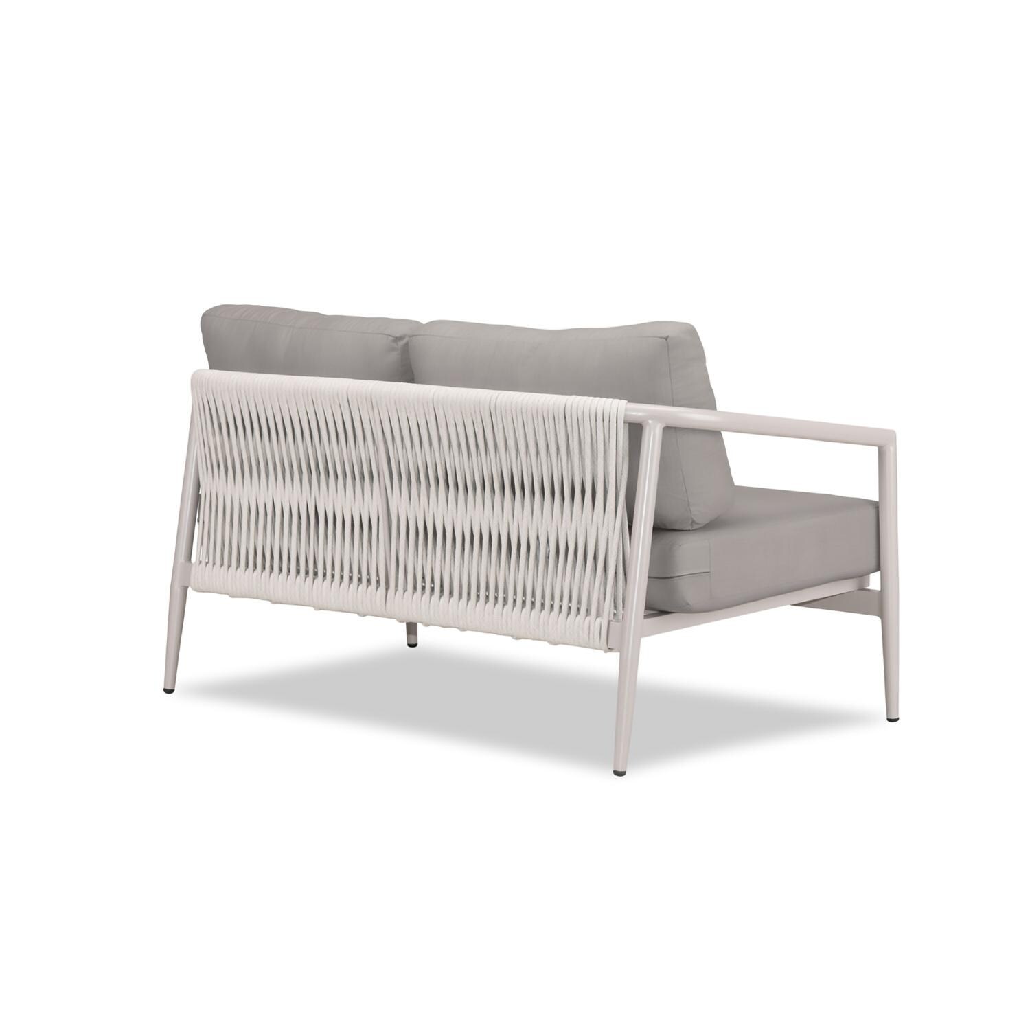 Lakeview Midnight Cove 2 Person Aluminum Loveseat in Urban Stone/Carrera/Canvas Charcoal - Back Right - White Background thumbnail