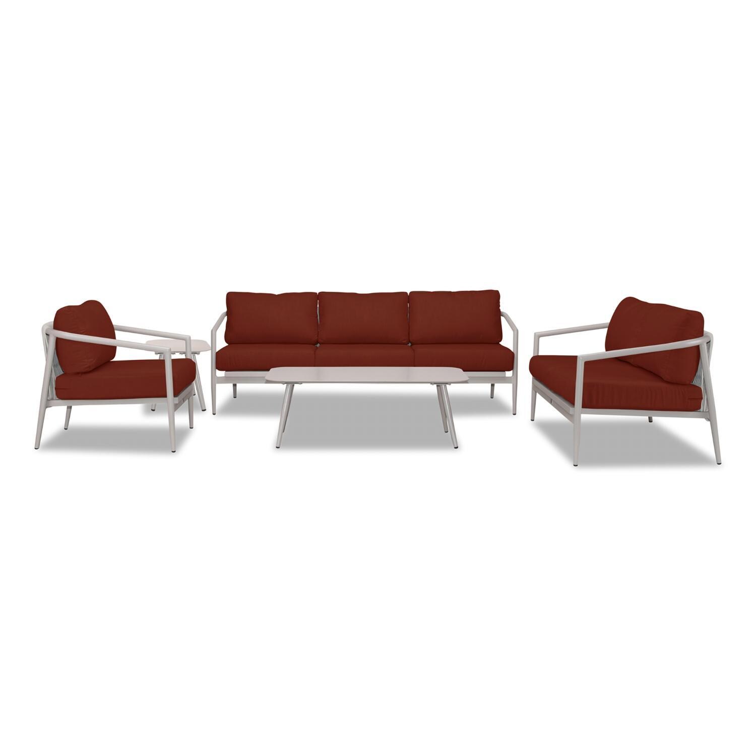 Lakeview Midnight Cove 5 Pc Aluminum Sofa Seating Set in Urban Stone/Canvas Henna - White Background thumbnail