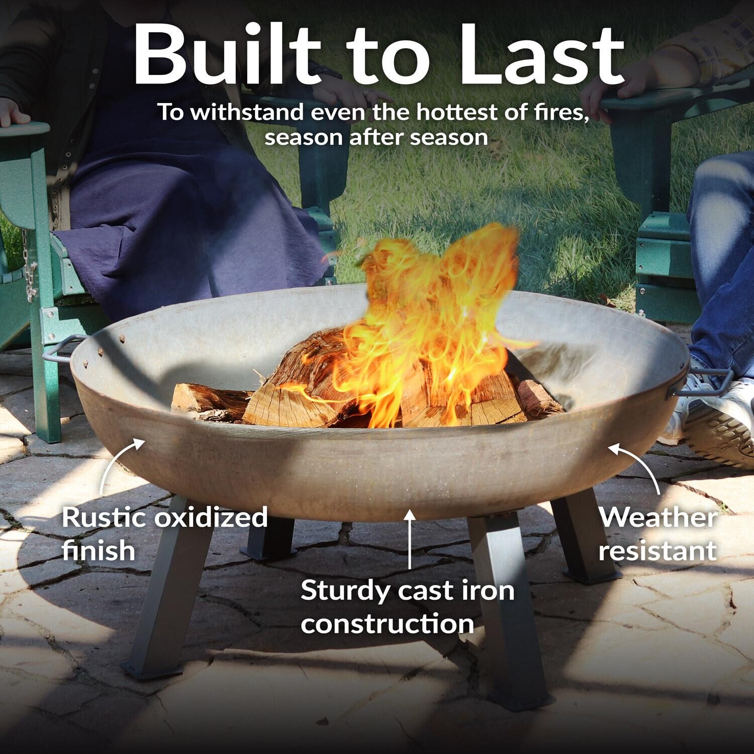 Ultimate Patio Rustic 34 Inch Round Cast Iron Wood-Burning Fire Pit in Dark Gray - Construction Detail - Detail thumbnail