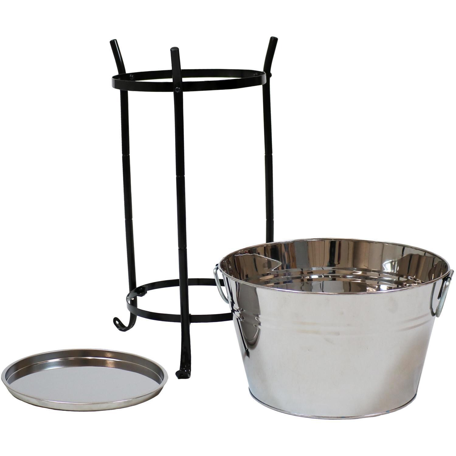 Ultimate Patio Stainless Steel Ice Bucket Drink Cooler W/ Stand & Tray - Disassembled thumbnail