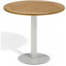 Travira 32 Inch Round Patio Bistro Table W/ Tekwood Natural Top By Oxford Garden image