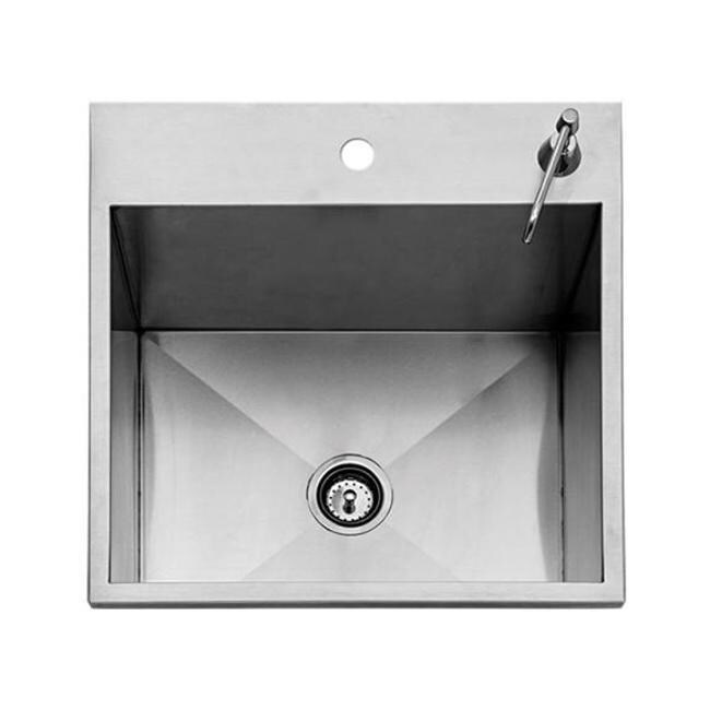 Twin Eagles TEOS24-B 24-in Drop-In Stainless Steel Sink w/ Lid & Soap Dispenser - White Background thumbnail