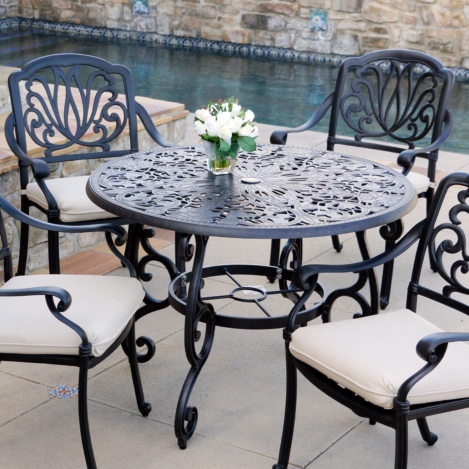 Darlee Cast Aluminum 42-in Round Dining Table - W/ Dining Set (Not Included) - Lifestyle thumbnail