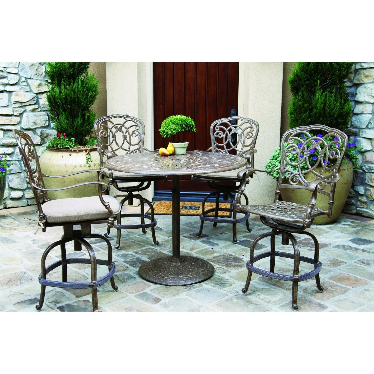 Darlee Florence 4-Person Counter Height Patio Bar Set - Mocha thumbnail