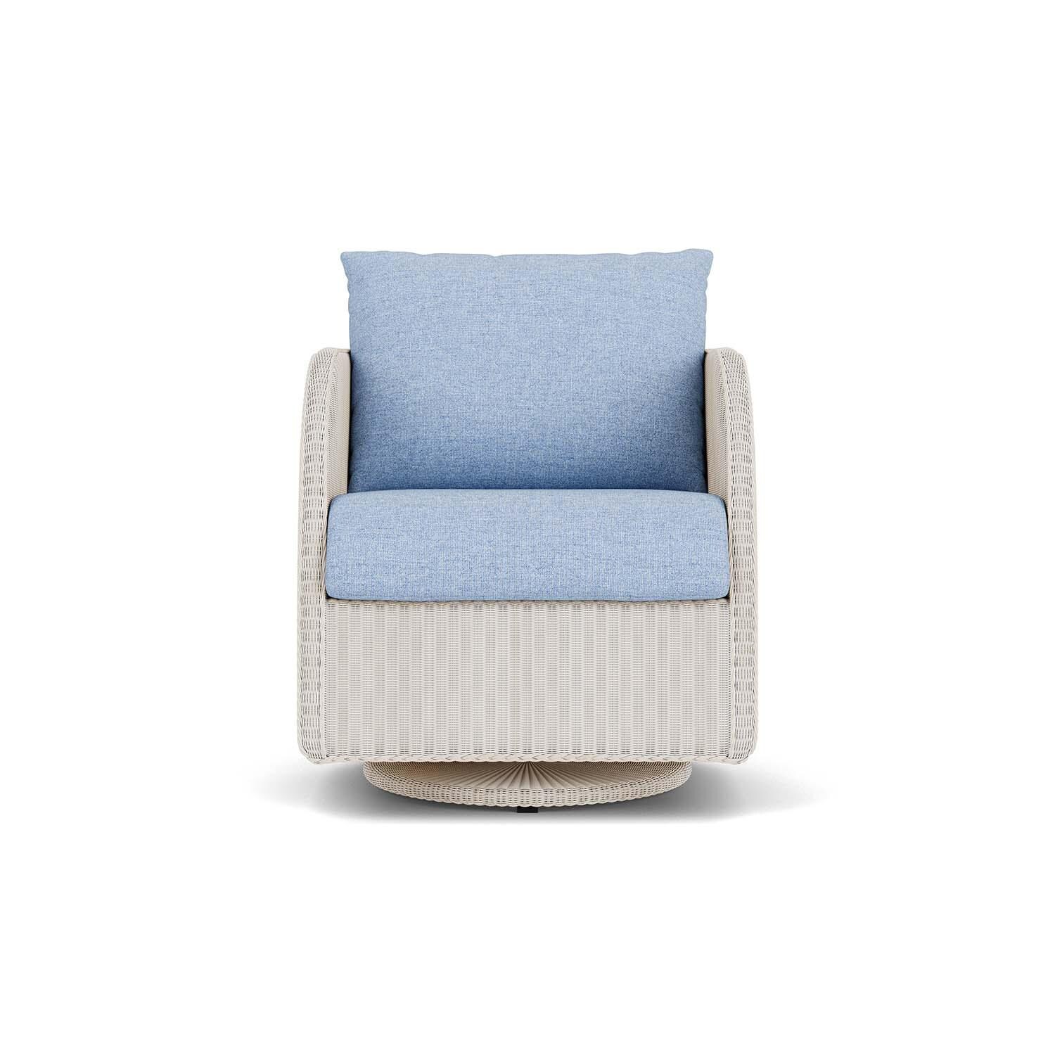 Lloyd Flanders Essence Swivel Glider Lounge Chair W/Demo Skyway Fabric - Antique White Finish thumbnail