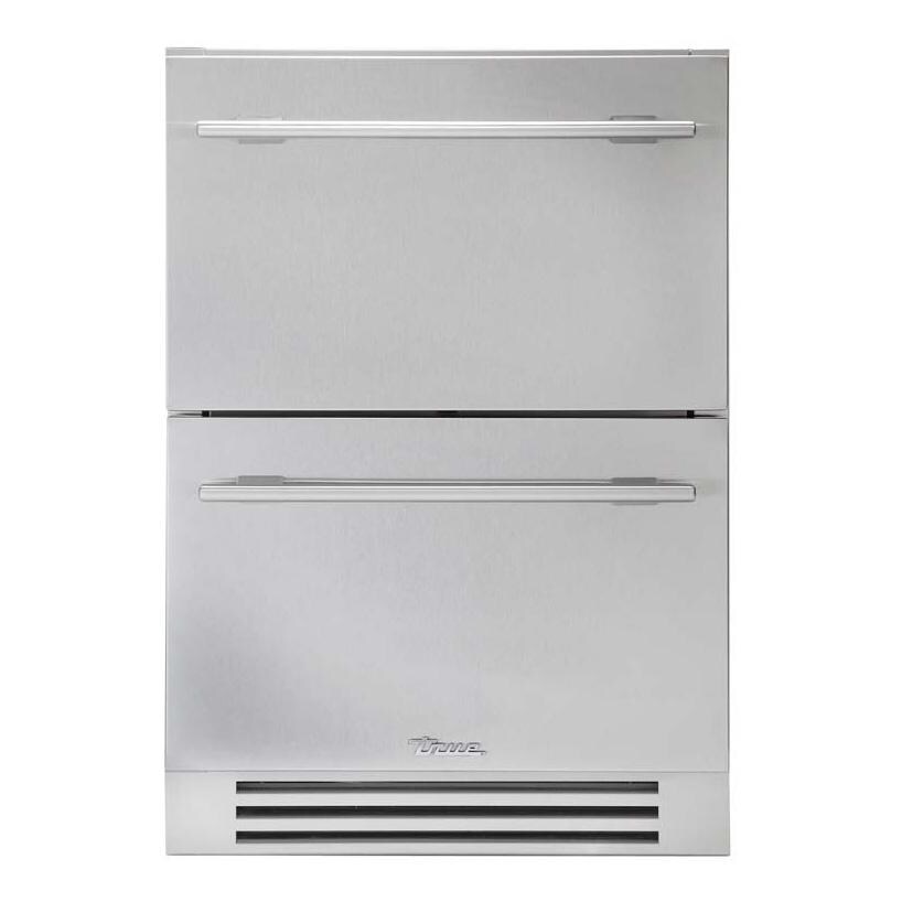 True TUR-24D-SS-C 24 Inch 5.4 Cu. Ft. Outdoor Refigerator Drawers - Stainless Steel - White Background thumbnail