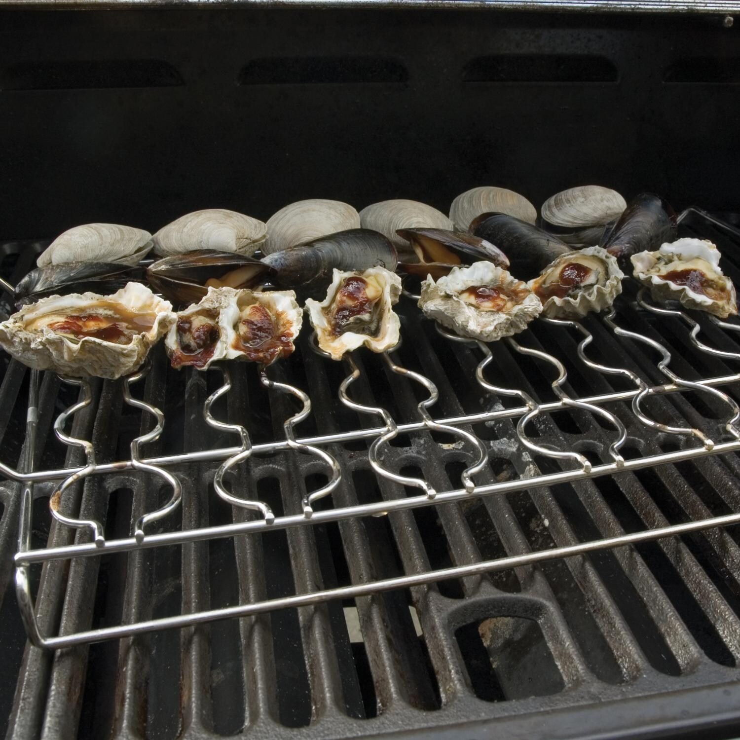 Steven Raichlen Stainless Steel Seafood Rack On Grill thumbnail