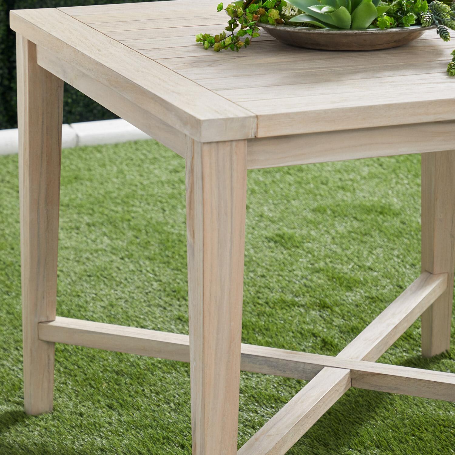 Lakeview Rustic Bay 94 1/4 Inch Gray Teak Square Dining Table - Lifestyle thumbnail