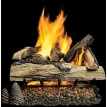 GasLogGuys 18 Inch Grand Mountain Split Oak Vented Natural Gas Log Set + H-Burner + Electronic Variable Flame Remote image