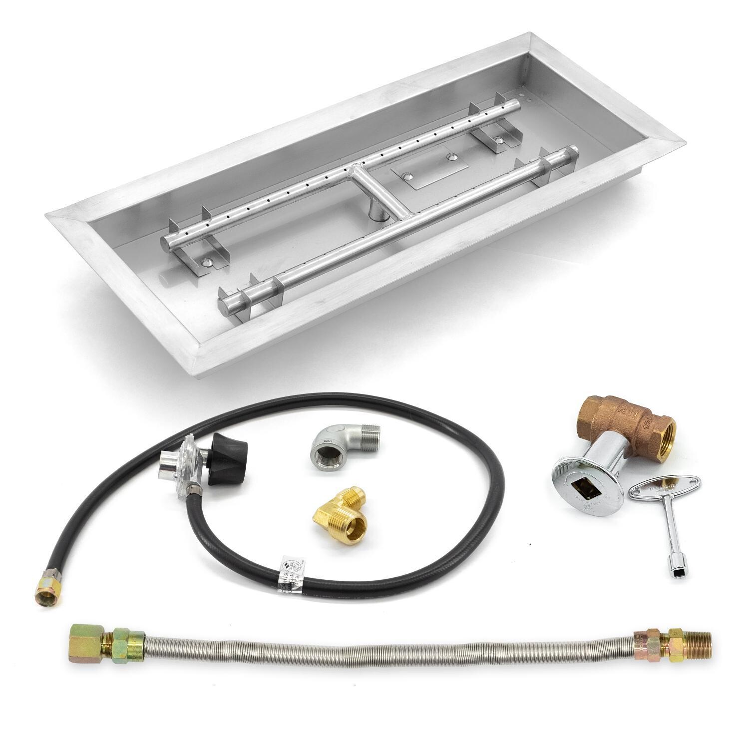 BBQGuys Signature 24-Inch Rectangular Drop-In Pan W/ 19-Inch Propane H-Burner & Connection Kit
