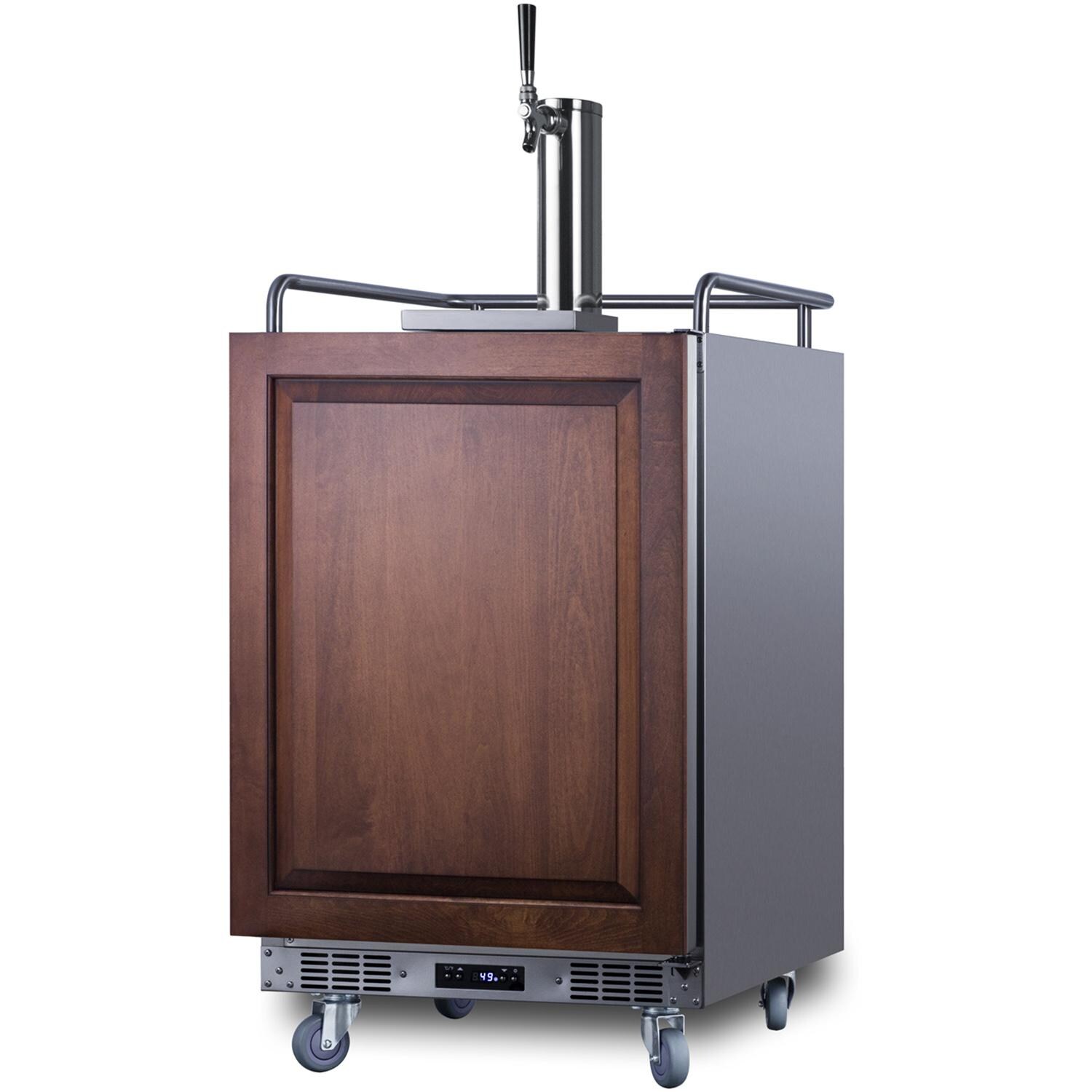 Summit SBC682PNR 24-Inch 5.6 Cu. Ft. Built-In Kegerator - Custom Panel - Angled On Casters thumbnail