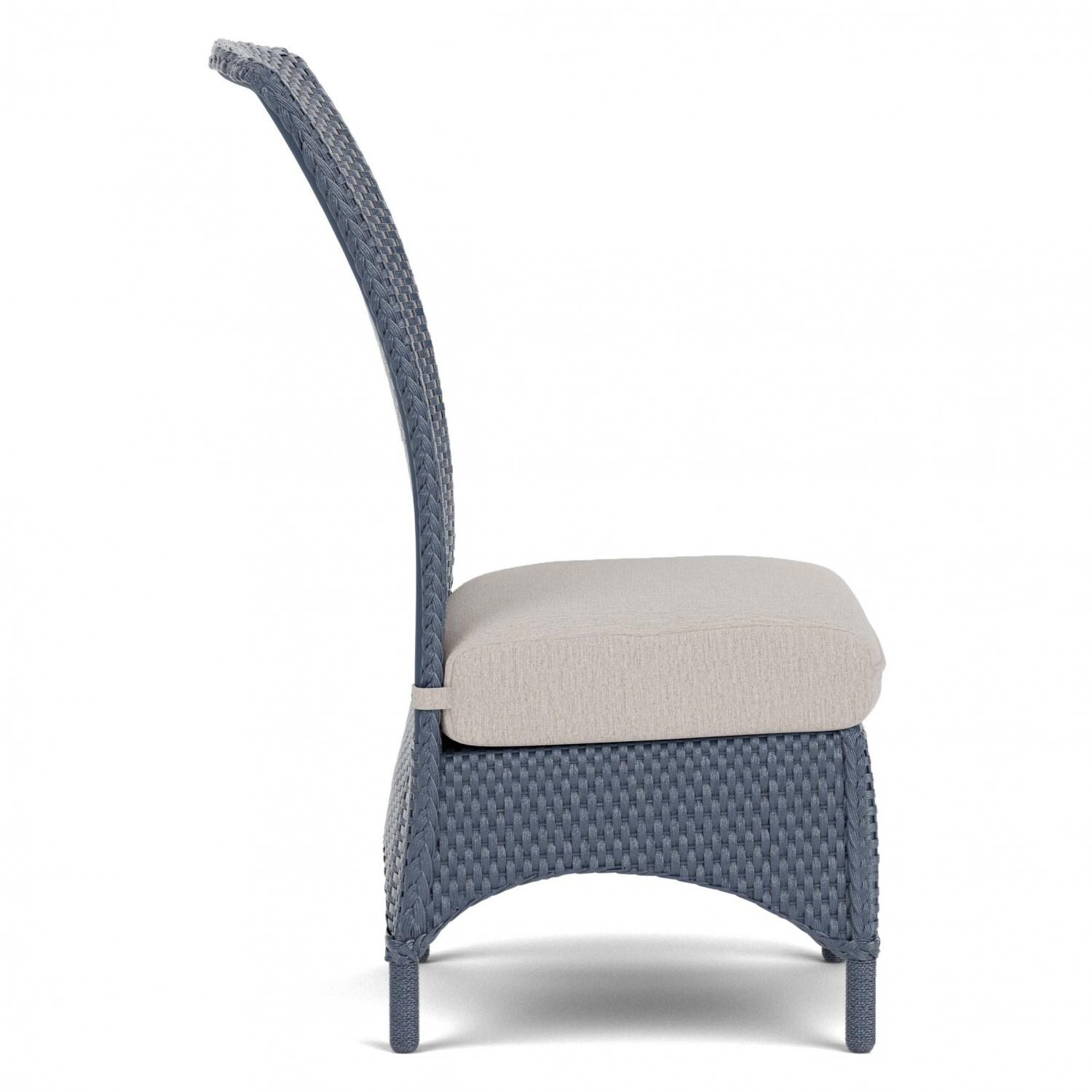 Lloyd Flanders Mandalay Armless Dining Chair in Denim Blue Finish with Sailcloth Salt Fabric - Side thumbnail