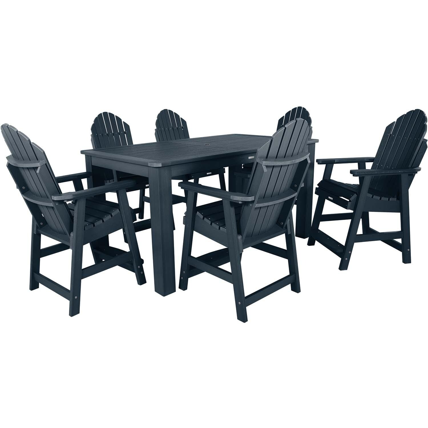 Dream Bay 7 Pc Rectangular Counter Height Dining Set in Federal Blue By Lakeview Outdoor Designs - White Background thumbnail