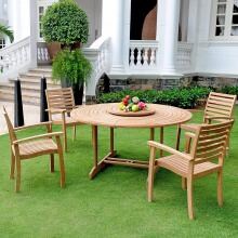 Royal Collection by HiTeak Furniture Teak 4-Person Patio Dining Set-With Removable Lazy Susan