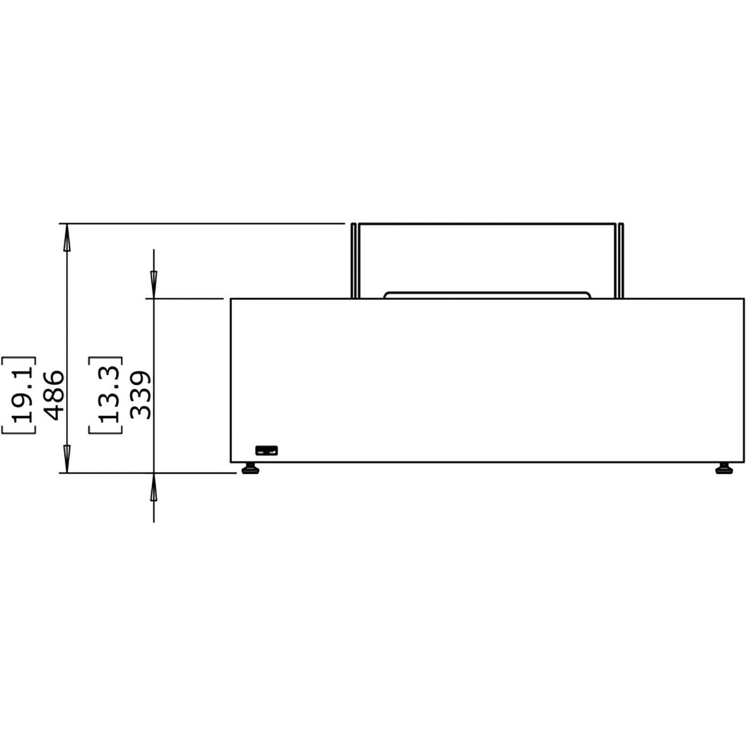 EcoSmart Fire ESF.O.BAS.40.BO.B Base 40 Inch Black Burner Square Concrete Ethanol Fire Pit Table in Bone - Line Drawing From Side - Dimensional