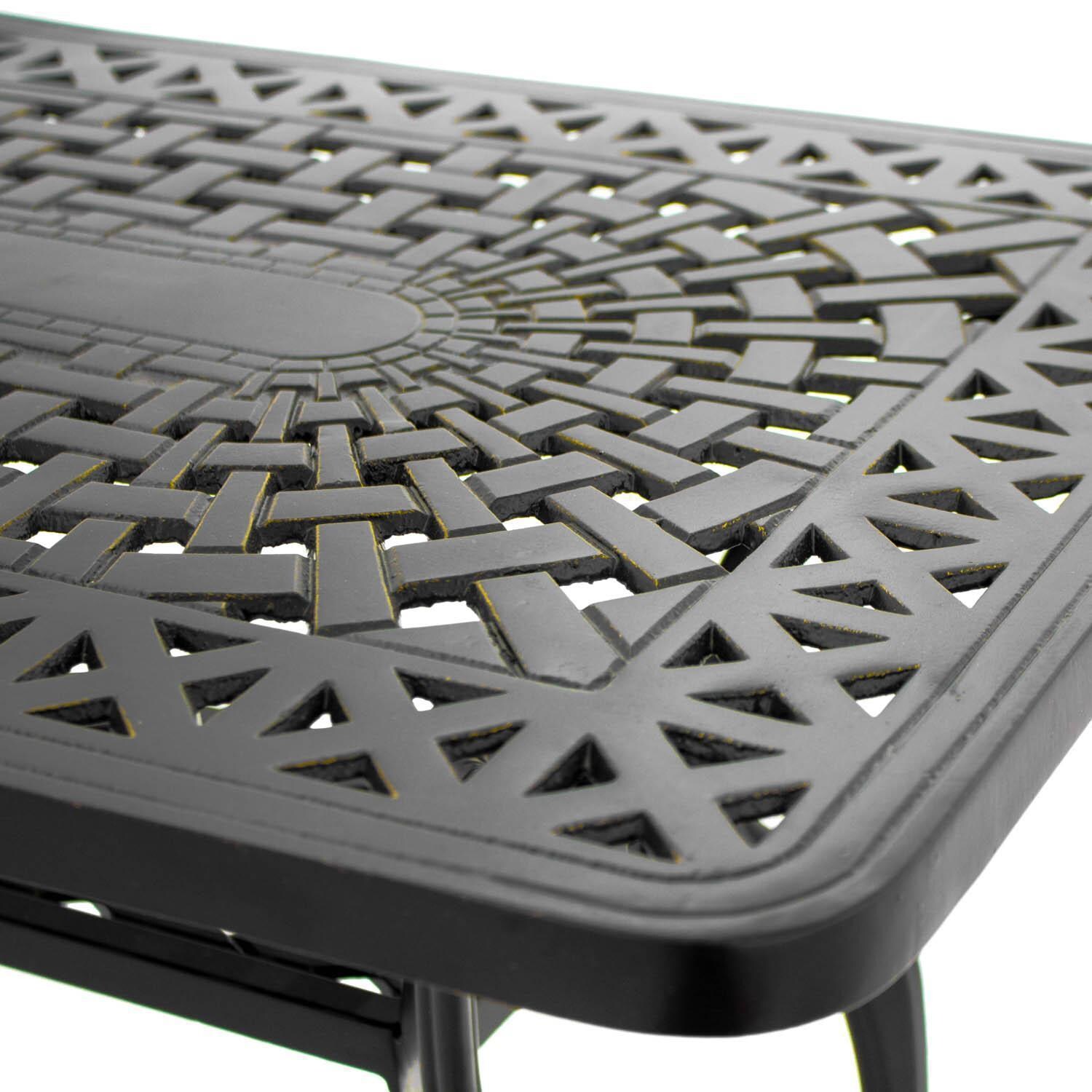 Du Monde 42 X 21 Inch Rectangular Cast Aluminum Outdoor Coffee Table - Corner Detail thumbnail