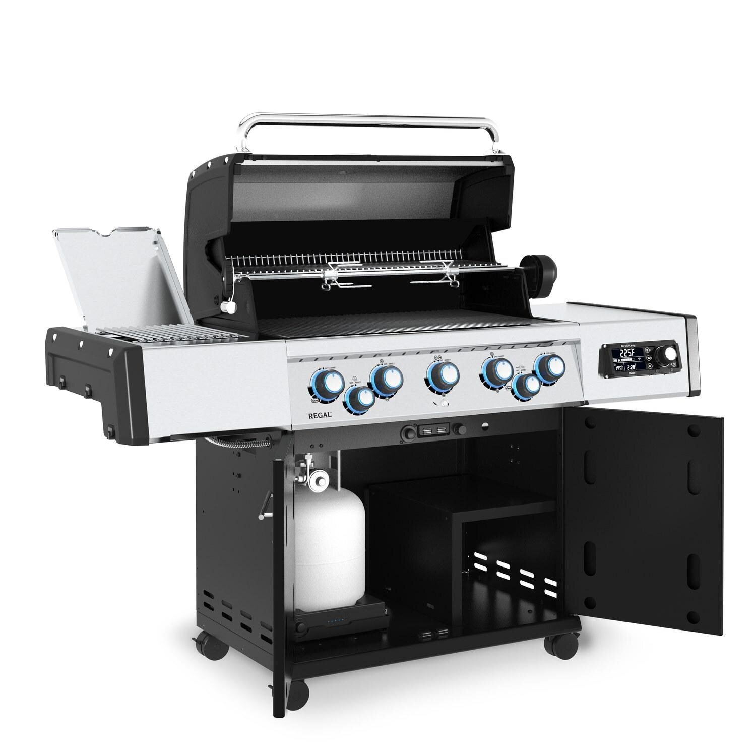 Broil King 688247 Regal Q 590 Pro IR Natural Gas Grill - Cabinet Open - White Background thumbnail