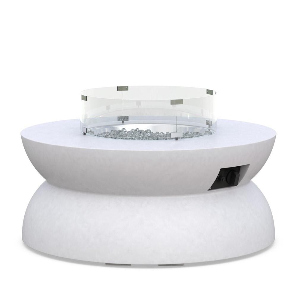 Azzurro Living Cabo 41 Inch Propane Fire Table W/ Tank Cover in White - Angled - White Background thumbnail