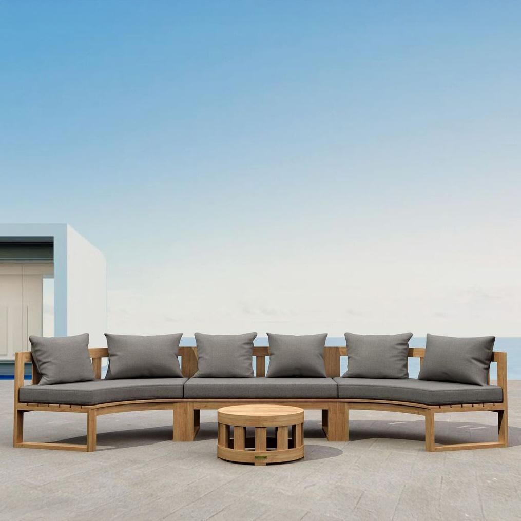 St. Charles 6 Person Teak Seating Set in Cast Slate by Lakeview Outdoor Designs