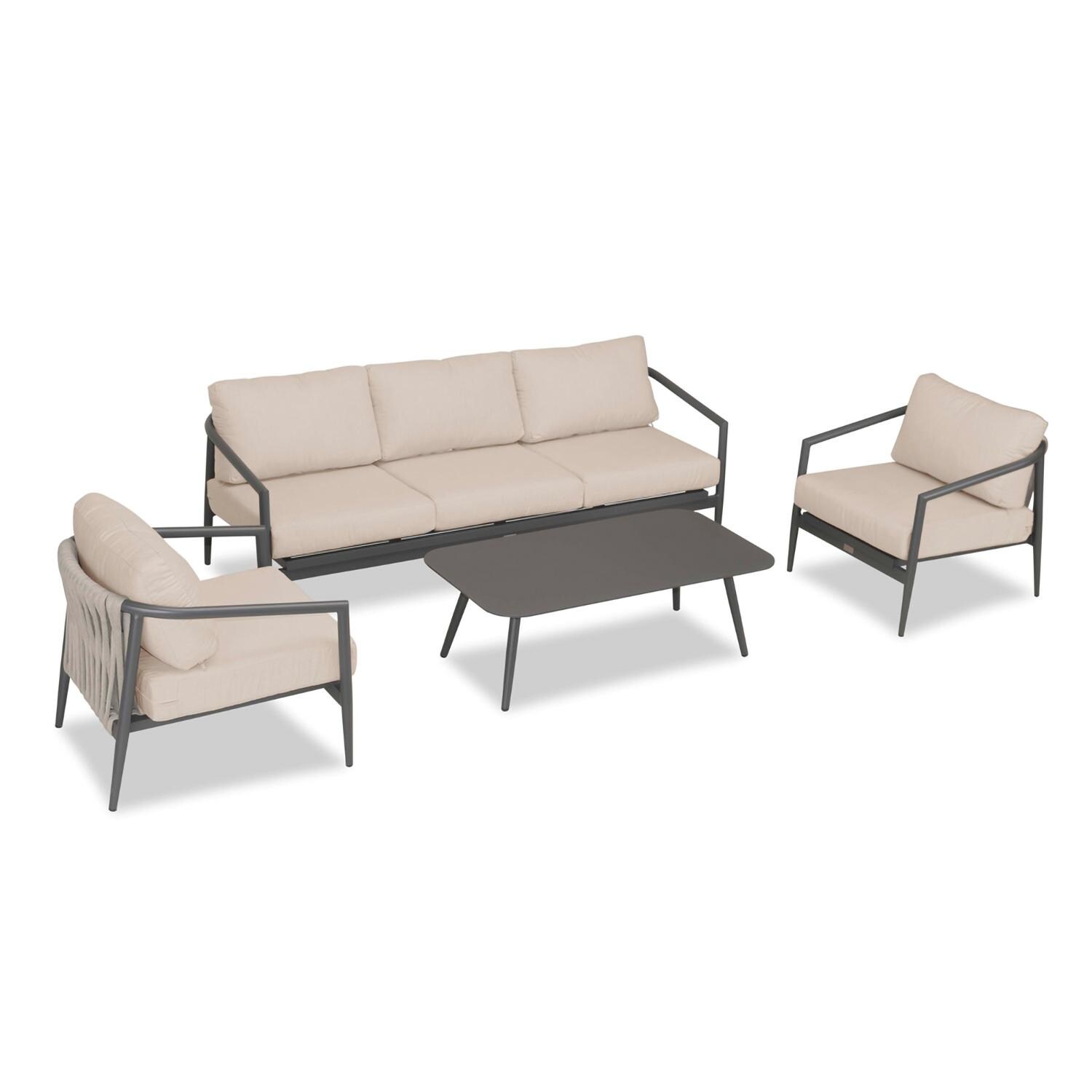 Lakeview Midnight Cove 4 Pc Aluminum Sofa Seating Set in Slate/Pebble Gray/Canvas Flax - Top - White Background thumbnail