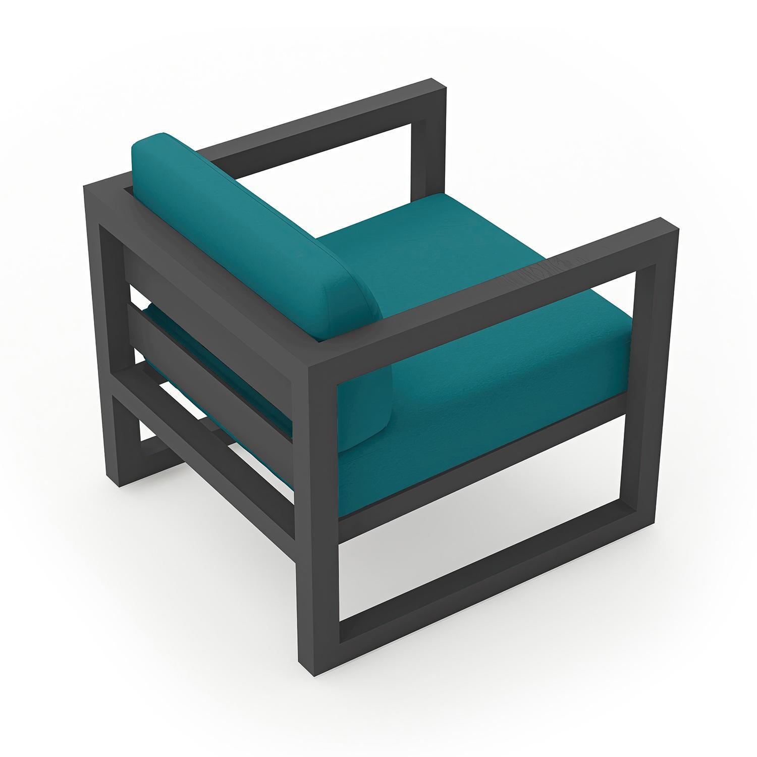 Misty Cove Aluminum Club Chair in Slate w/Spectrum Peacock Cushions by Lakeview - Top Angle View - White Background thumbnail