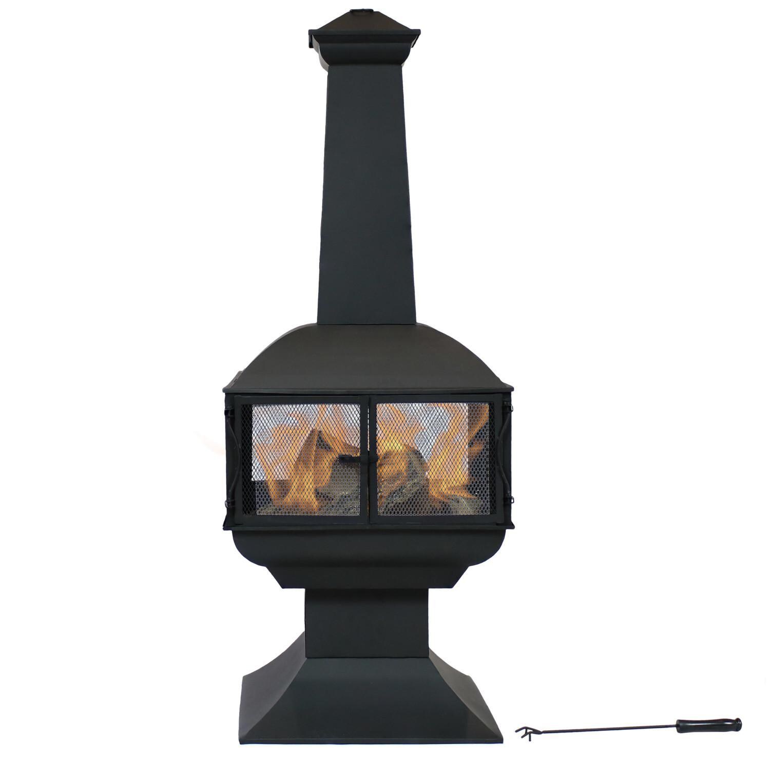 Ultimate Patio 57-Inch Steel Wood Burning Chiminea - In Use thumbnail