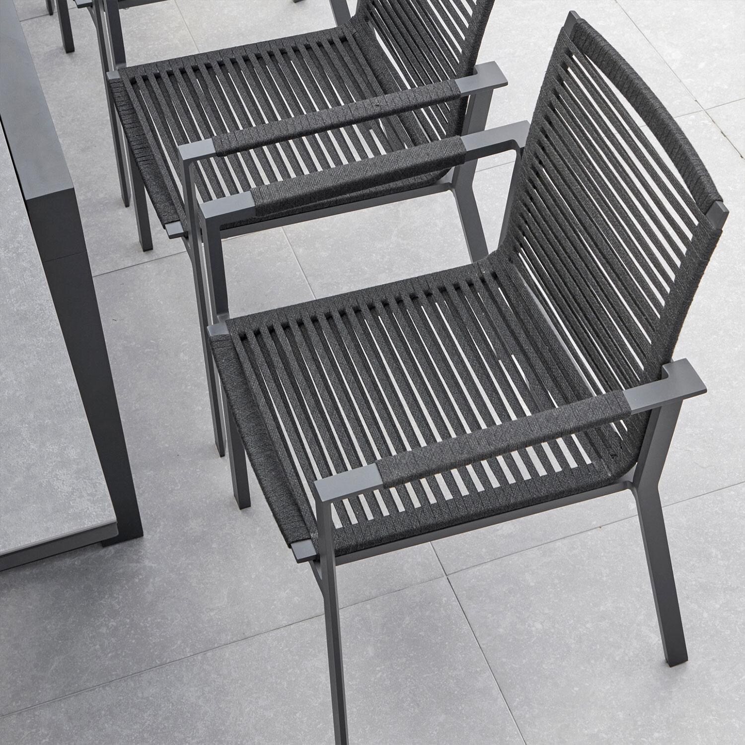 Porto 7 Pc Aluminum/Sling Dining Set in Lava By KETTLER - Dining Chair - Overhead View - Detail thumbnail