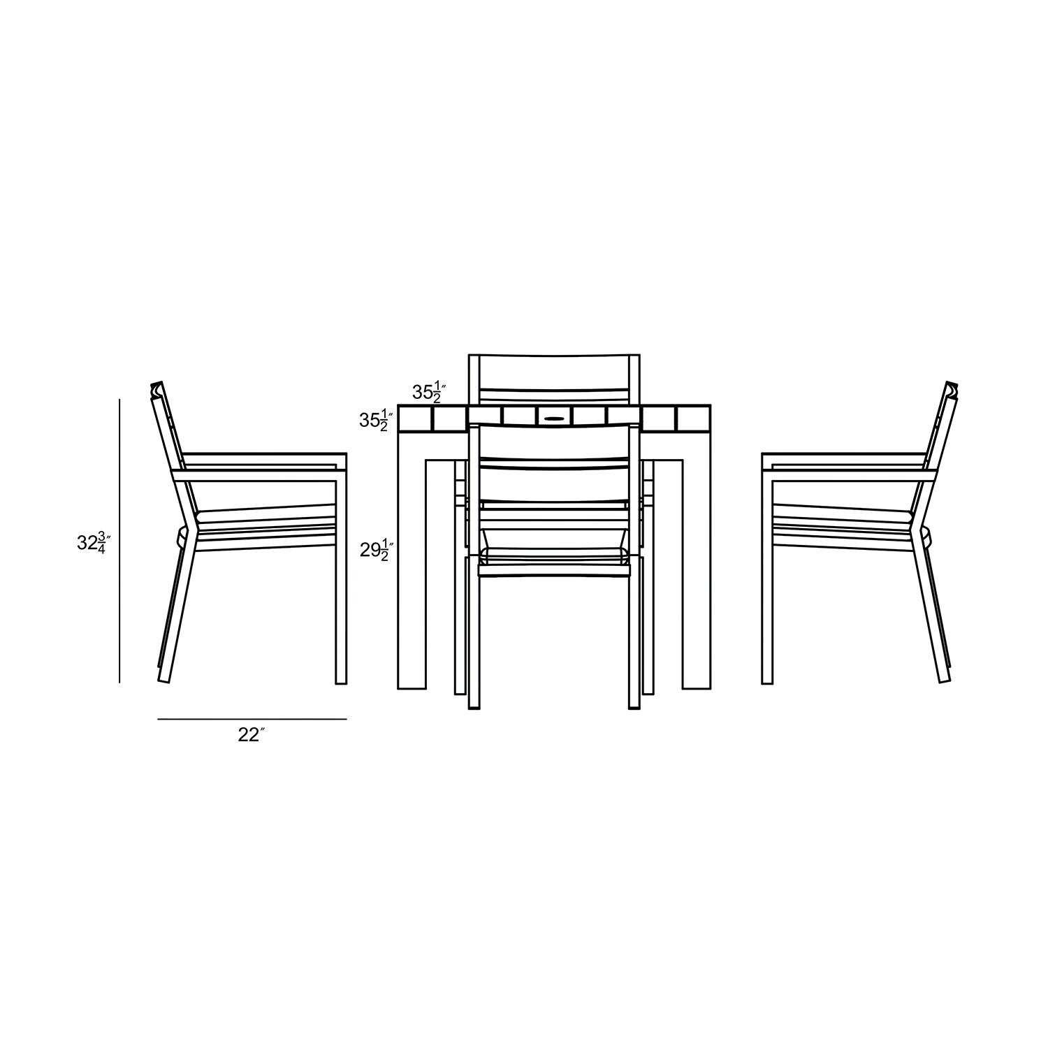 Calm Bay Classic 5 Pc Square Dining Set in Slate/Cast Silver by Lakeview - Dimensional 2 thumbnail