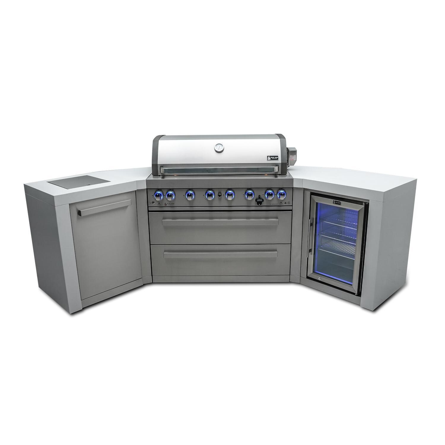 Mont Alpi MAi805-D45FC Deluxe 45 Degree Natural Gas Island Grill W/ Refrigerator Cabinet - White Background thumbnail