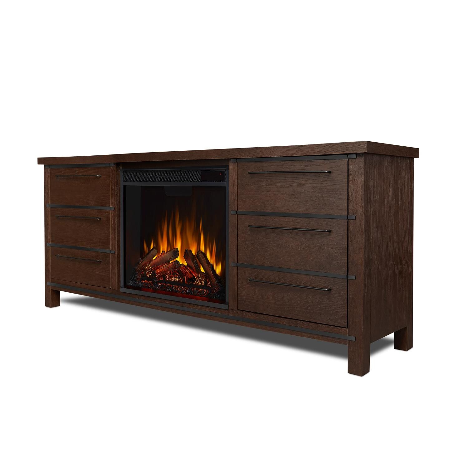 Real Flame - 8280E-CO - Parsons 67-Inch Electric Fireplace Entertainment Center - Chestnut Oak - Side View thumbnail