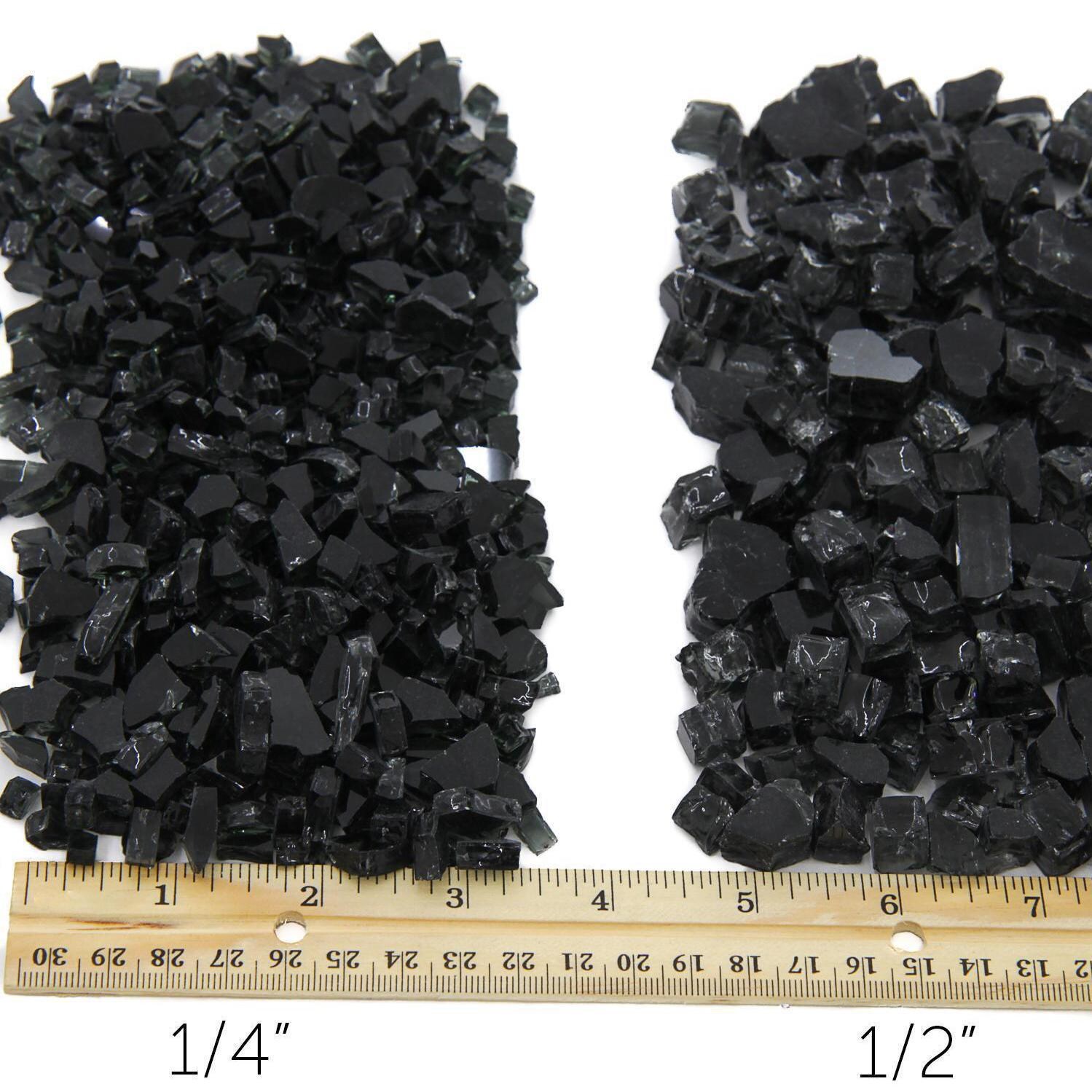 Onyx Black Fire Glass Size Comparison - Non-Reflective Shown thumbnail
