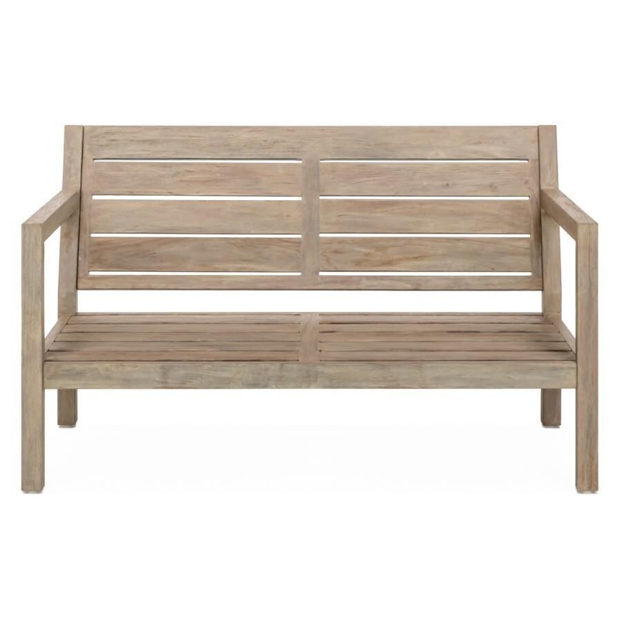 Teak + Table Monday Brushed Teak Patio Loveseat in Sand - Front Frame - White Background thumbnail