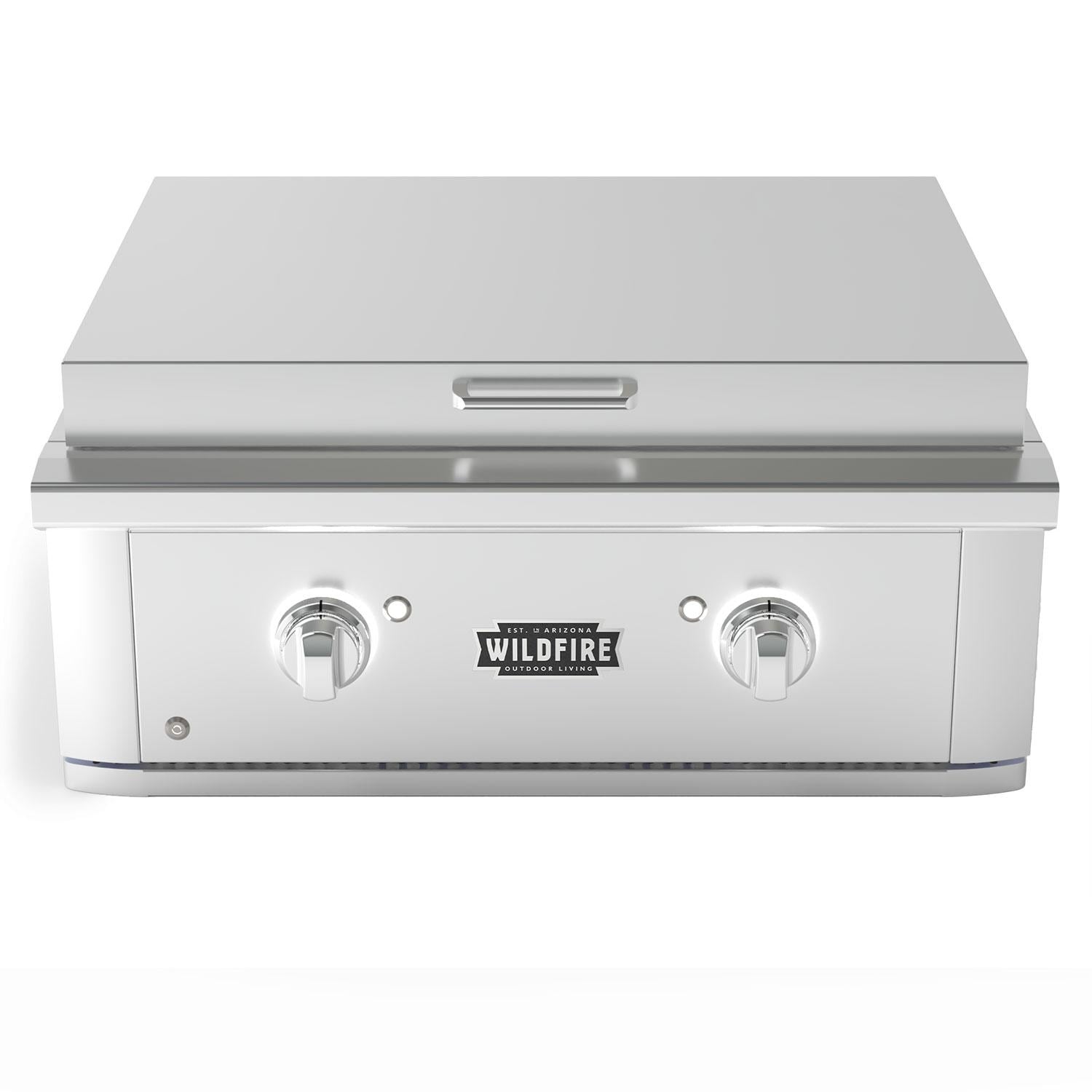 Wildfire Outdoor Living Wildfire Ranch Pro 30-in 2 Burner 304 SS Propane Griddle w/ Brushed Stainless Knobs - WFPRO30GRD-SS-LP + KB2-BS