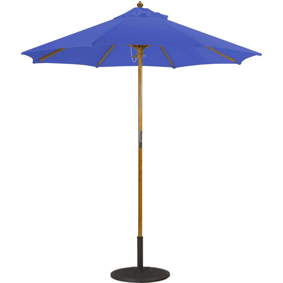 Galtech 7.5 Ft. Octagonal Wood Patio Umbrella W/ Manual Lift - Light Wood Frame W/ True Blue Sunbrella Fabric (Umbrella Base Not Included) thumbnail