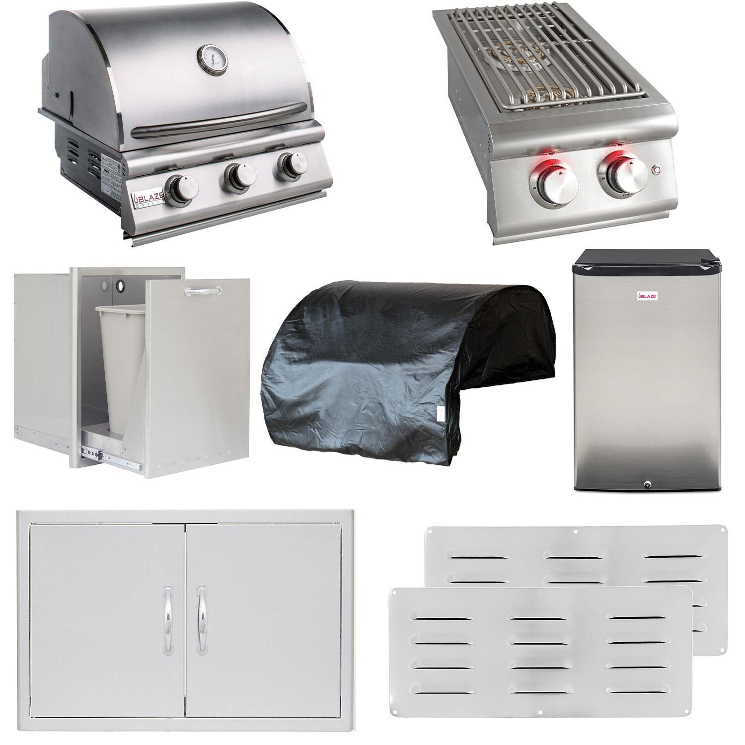 Blaze LBM 8 Pc 25-in Propane Gas Outdoor Kitchen Package - BLZ-3LBM-LP-8PC