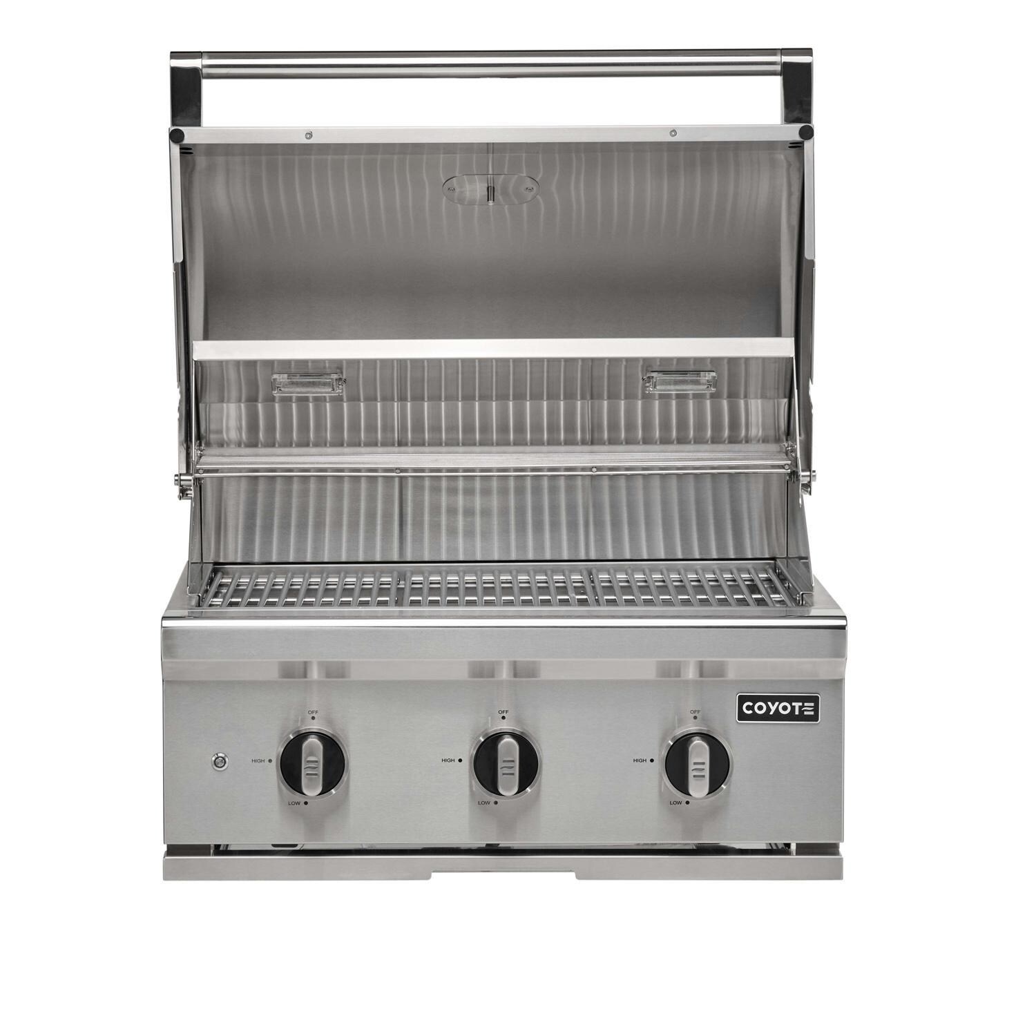 Coyote Outdoor Living 30 Inch C-Series Built-In Natural Gas Grill - Open - White Background thumbnail