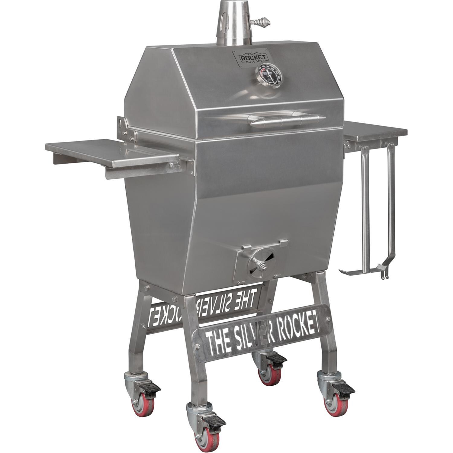 Rocket Outdoors SMSRG Small Silver Rocket Kamado Grill - SMSRG - Angled - White Background thumbnail