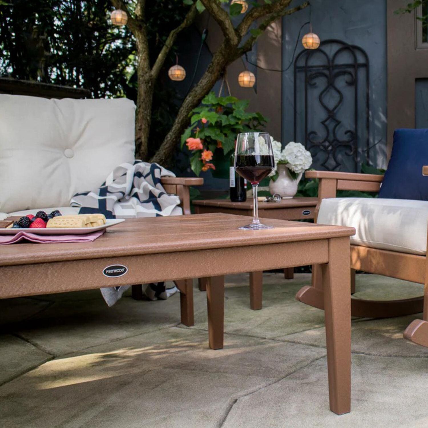 POLYWOOD Vineyard 4-Piece Deep Seating Rocker Set - Slate Grey / Natural Linen - Coffee Table - Detail thumbnail